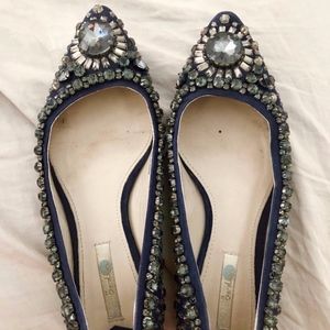 Boden Jewelled Flats AR642 Flats - Navy sz 41